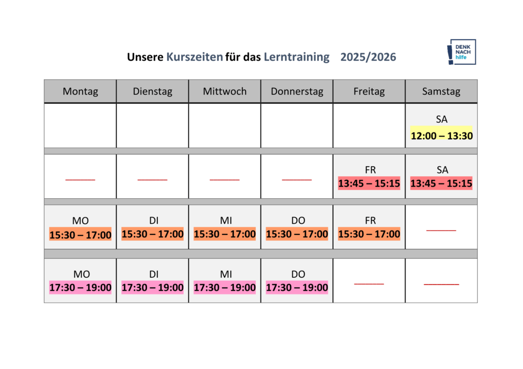 _Unsere Kurszeiten für das Lerntraining_4 2025.pdf Nachhilfe Lerntraining